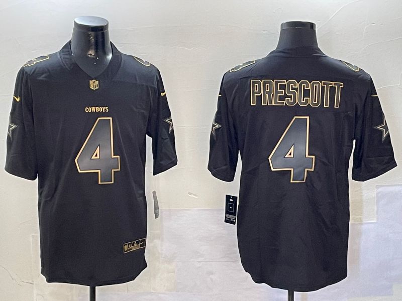 Men Dallas Cowboys #4 Prescott Black Gold 2024 Nike Limited NFL Jersey style 0108->dallas cowboys->NFL Jersey